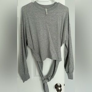 Grey Athleta tie back cropped sweatshirt